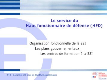 Le service du Haut fonctionnaire de défense (HFD)… - Académie de ...