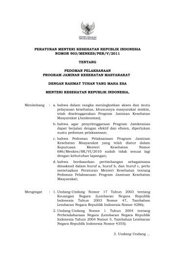 pedoman pelaksanaan jamkesmas 2011 - Pemerintah Kabupaten ...