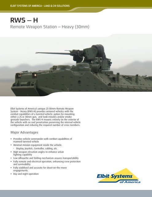 Remote Weapon Station - Heavy Data Sheet - Elbit Systems of ...