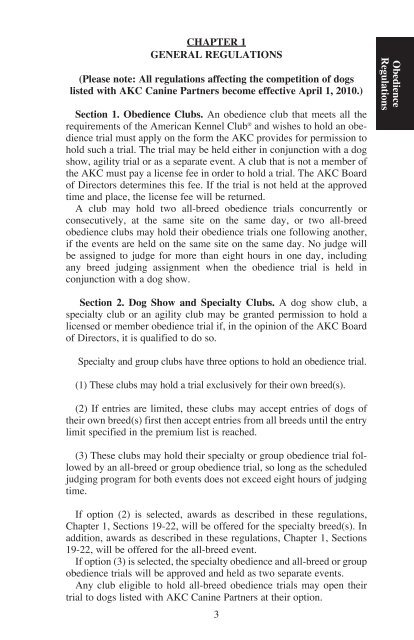 Obedience Regulations - American Kennel Club