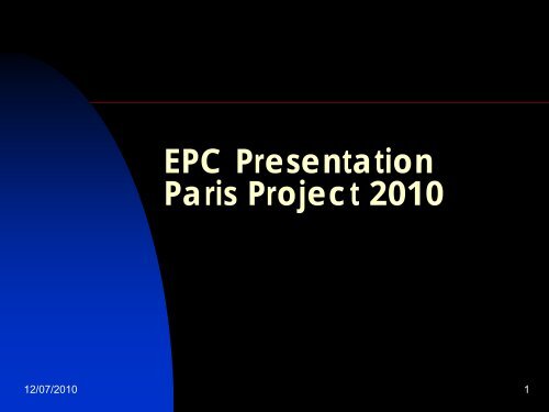 EPC Presentation Paris Project 2010 - Europa Distribution