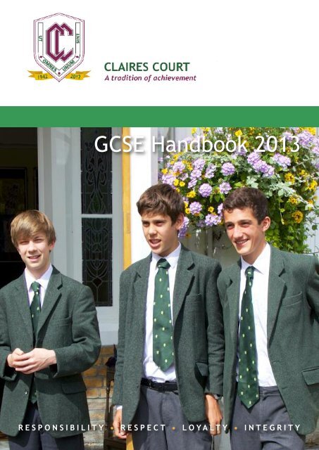 GCSE Handbook 2013 - Claires Court Schools