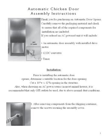 Automatic Chicken Door Assembly Instructions - Chicken Coops