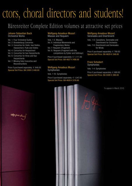 Bärenreiter The Programme New Publications Sheet Music 1/2010