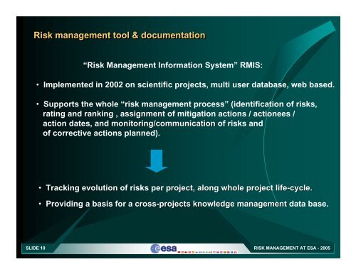 risk management european space agency - NASA Risk ...