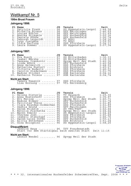 Schwimm-Sport-Verein Huchenfeld eV - SSV Huchenfeld