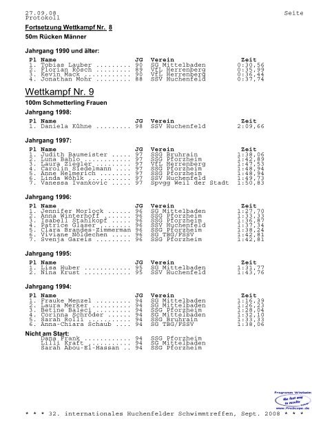 Schwimm-Sport-Verein Huchenfeld eV - SSV Huchenfeld