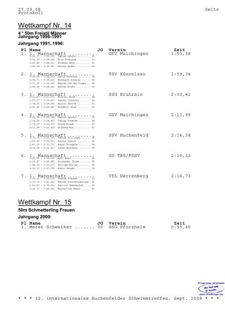 Schwimm-Sport-Verein Huchenfeld eV - SSV Huchenfeld