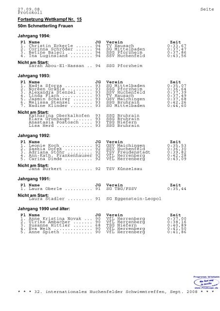 Schwimm-Sport-Verein Huchenfeld eV - SSV Huchenfeld