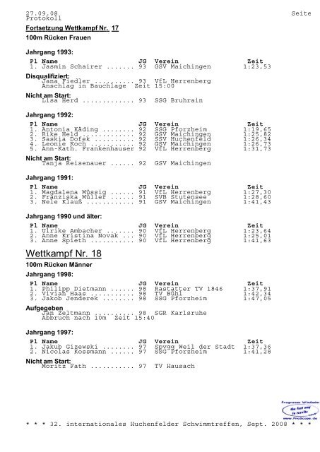 Schwimm-Sport-Verein Huchenfeld eV - SSV Huchenfeld