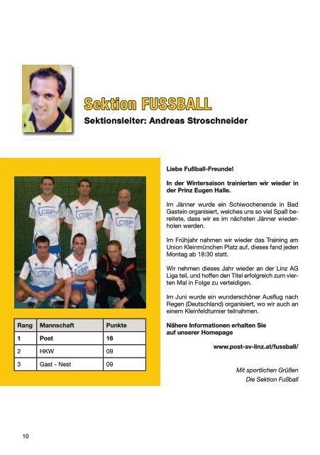 Vereinszeitung 2011 - Postsportverein Linz