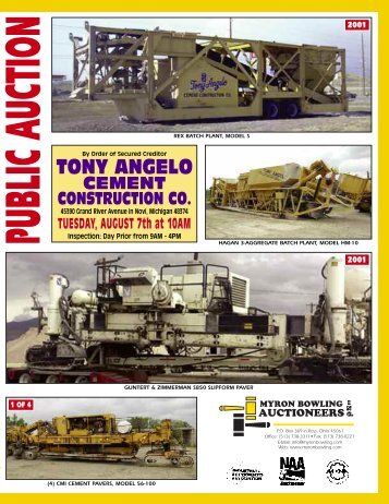 tony angelo cement construction co. - Myron Bowling Auctioneers