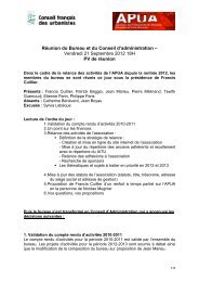 Le compte-rendu du CA du 21 septembre 2012 - Apua