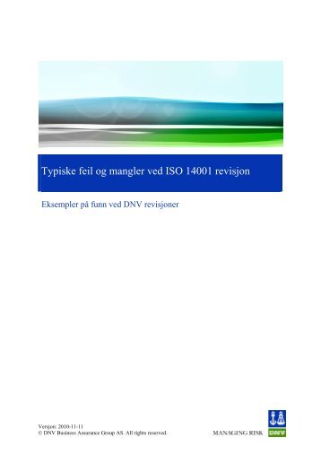 Typiske feil og mangler erfart gjennom ISO 14001 revisjon (pdf)