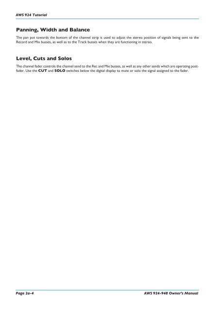 AWS 924-948 - Solid State Logic