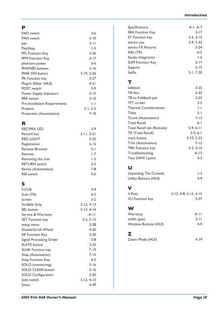 AWS 924-948 - Solid State Logic