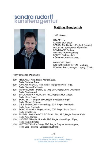 Matthias Bundschuh - sandra rudorff künstleragentur