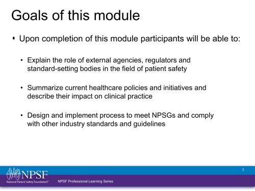 Patient Safety Curriculum Module 10: The National Landscape ...