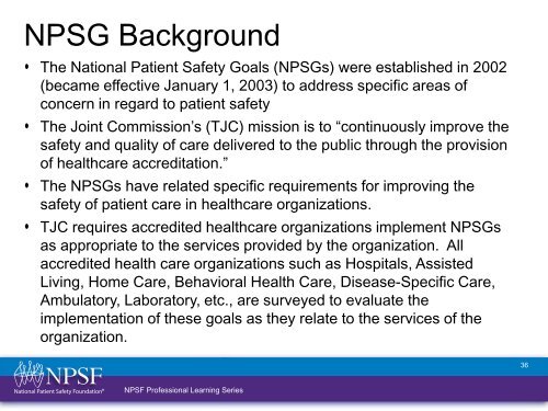 Patient Safety Curriculum Module 10: The National Landscape ...