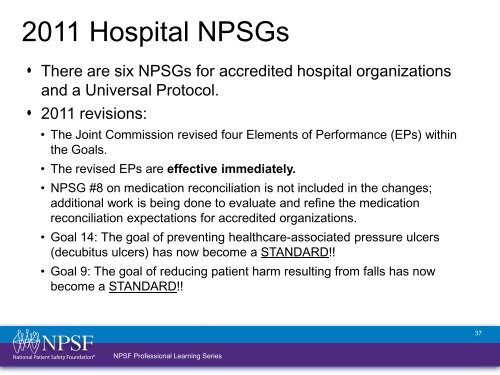 Patient Safety Curriculum Module 10: The National Landscape ...