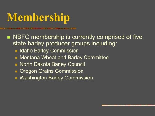 Review of National Barley Foods Council programs Mary Palmer ...