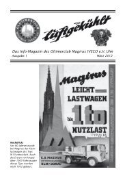 Das Info-Magazin des Oltimerclub Magirus IVECO e.V. Ulm