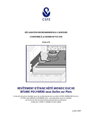 Monocouche bitumineux sous dalles sur plots - Axter