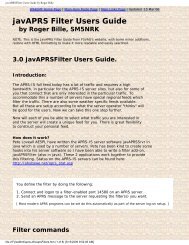 javAPRSFilter Users Guide by Roger Bille - WA8LMF