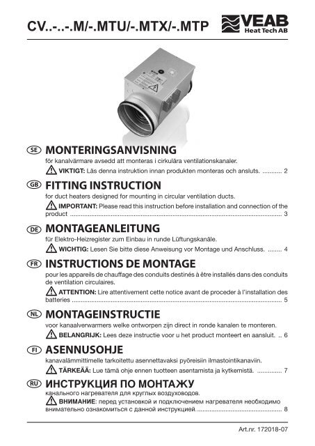 monteringsanvisning - VEAB Heat Tech AB