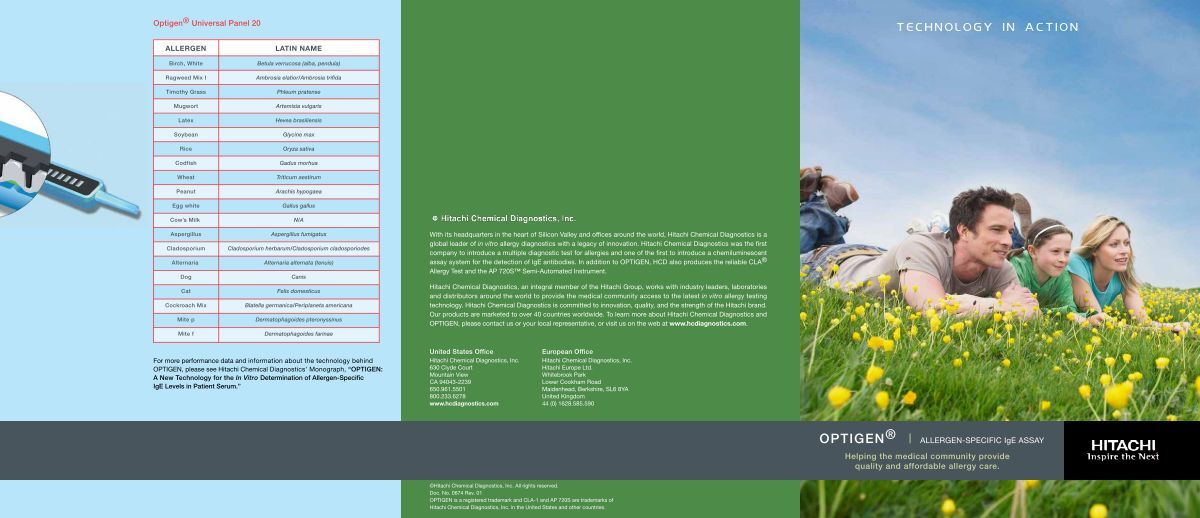 OPTIGEN Brochure - Hitachi Chemical Diagnostics