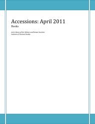 Accessions: April 2011 - Institute of Classical Studies Library