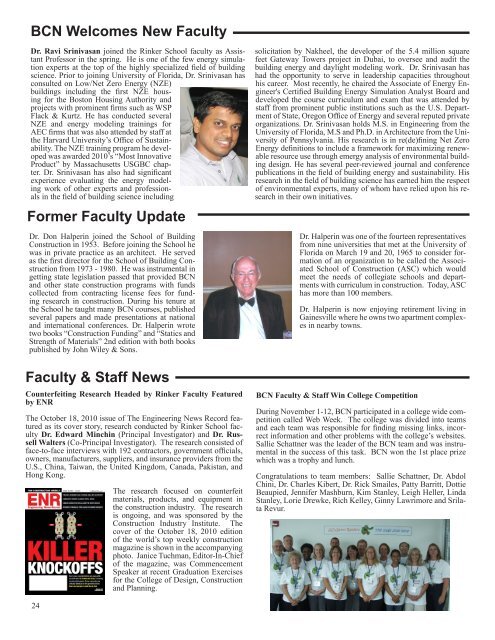 Spring 2011 Newsletter - M E Rinker Sr School of Building ...