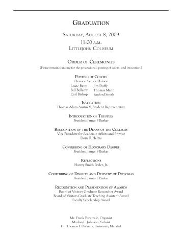 11:00 a.m. - Registrar - Clemson University