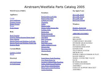 Airstream/Westfalia Parts Catalog 2005