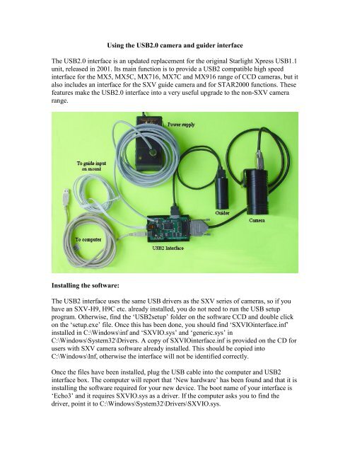 SXV USB2.0 Interface handbook - Starlight Xpress