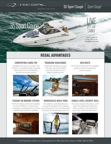 35 Sport Coupé Sport Coupé REGAL ADVANTAGES - Regal Boats