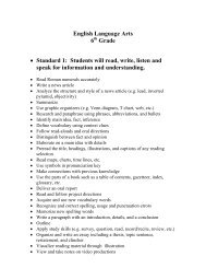 English Language Arts 6 Grade Ã¢Â€Â¢ Standard 1: Students will read ...