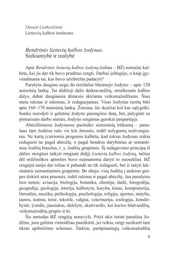 BendrinÄs lietuviÅ³ kalbos Å¾odynas. SiekiamybÄ ir realybÄ