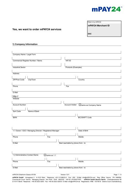 Mpay24 Order Form Mpay24 Gmbh