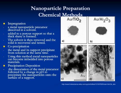 Nanoparticles Nanoparticles as Catalysts in Chemical Reactions