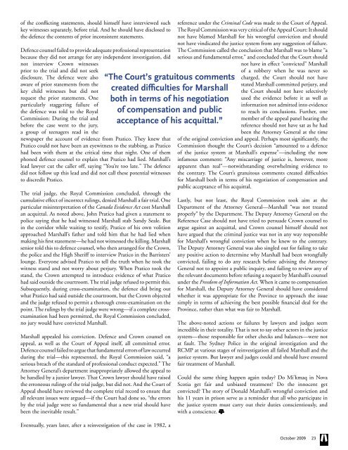 SR Vol 27 No 4, October 2009 - Nova Scotia Barristers' Society