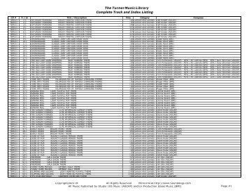 Complete Track and Index Listing The Turner ... - SoundDogs.com