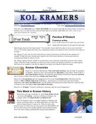 Parshas B'Shalach Kramer Chronicles This Week in Kramer History