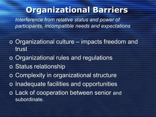 Barriers to Communication