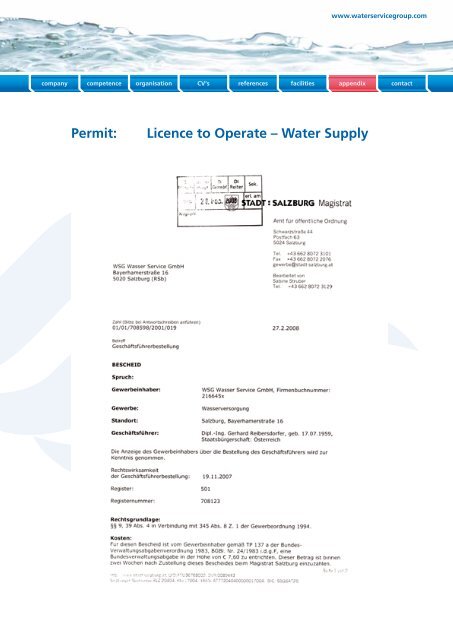 Curriculum Vitae - water service group