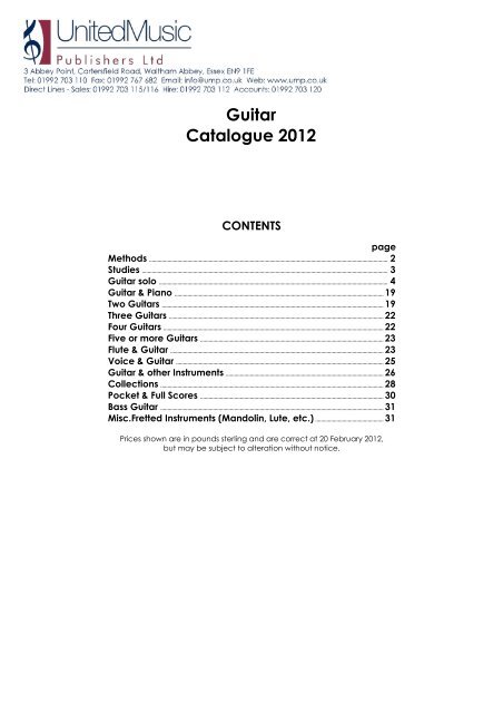 Guitar Catalogue 2012 - United Music Publishers