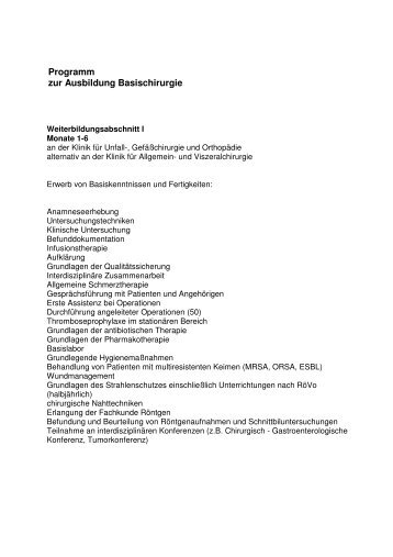 Programm zur Ausbildung Basischirurgie - Klinikfinder.de