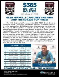 âRing Eventâ $365 No-Limit Hold'em - Foxwoods Resort Casino