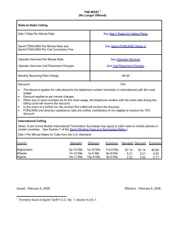 SPRINT RESIDENTIAL PRODUCT OFFERINGS