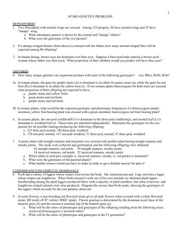 AP BIO GENETICS PROBLEMS - Issaquah Connect